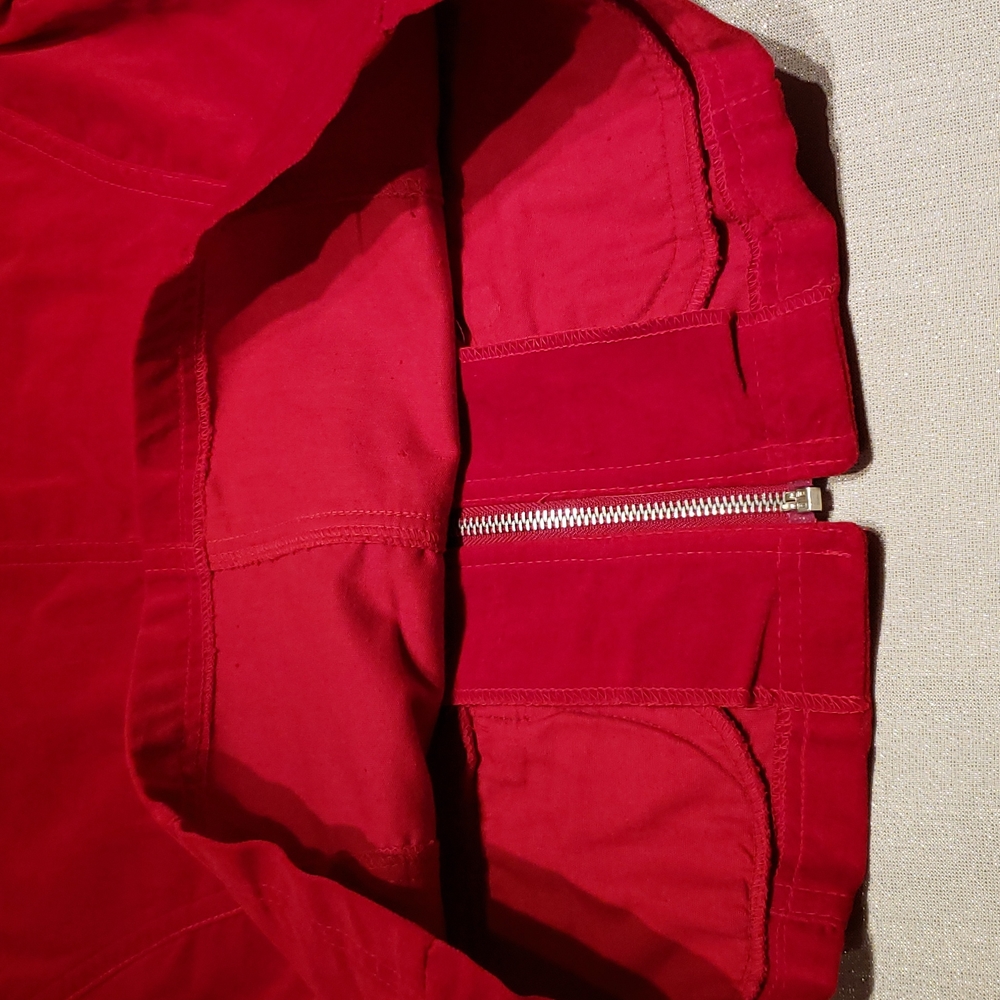 Vintage Essentials NEW Blazer Jacket Top Cotton Velour Front Zip RED Womens NWOT - Picture 15 of 15